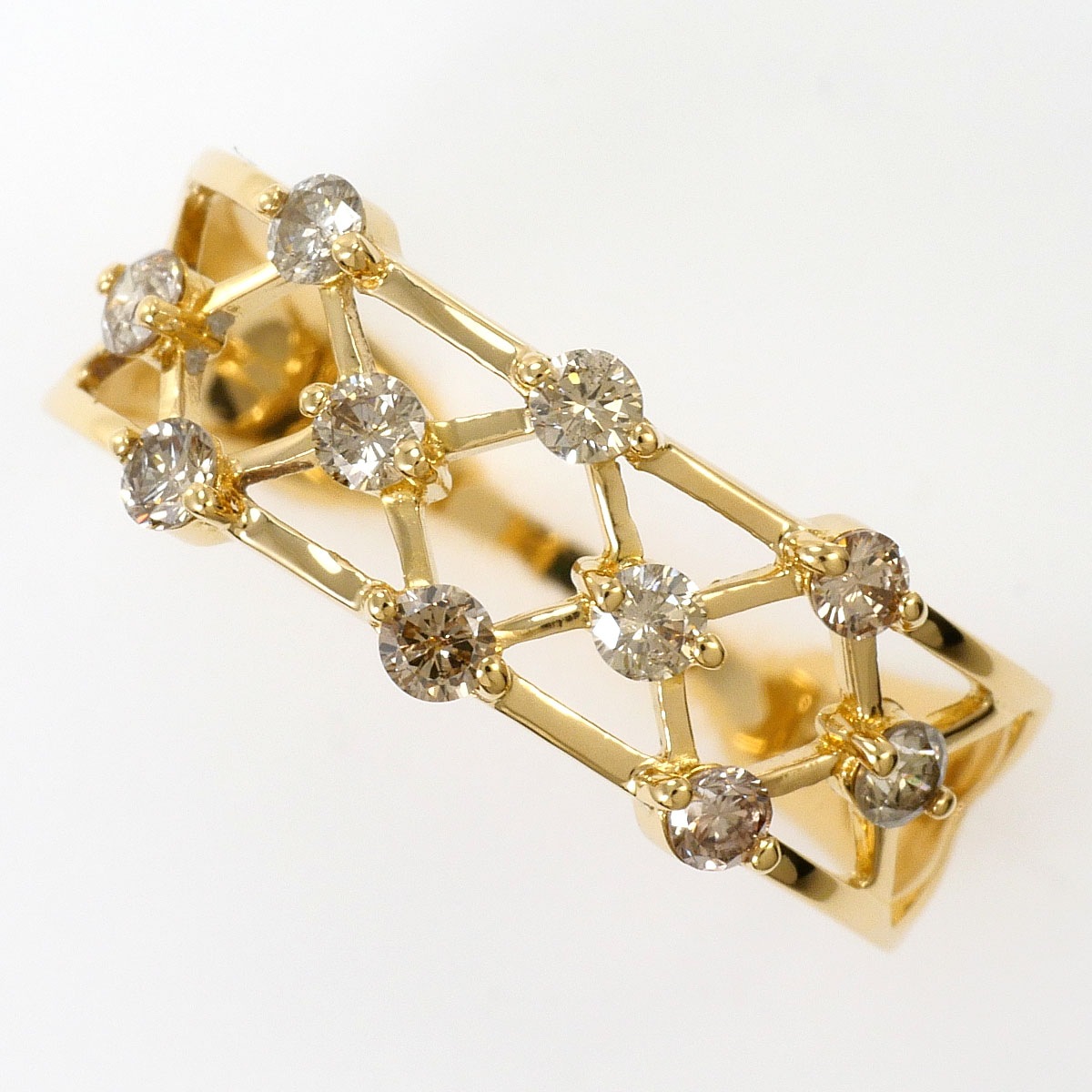 K18 18金 YG イエローゴールド リング・指輪 11号 ダイヤモンド 0.30ct 総重量約1.9g ジュエリー 中古