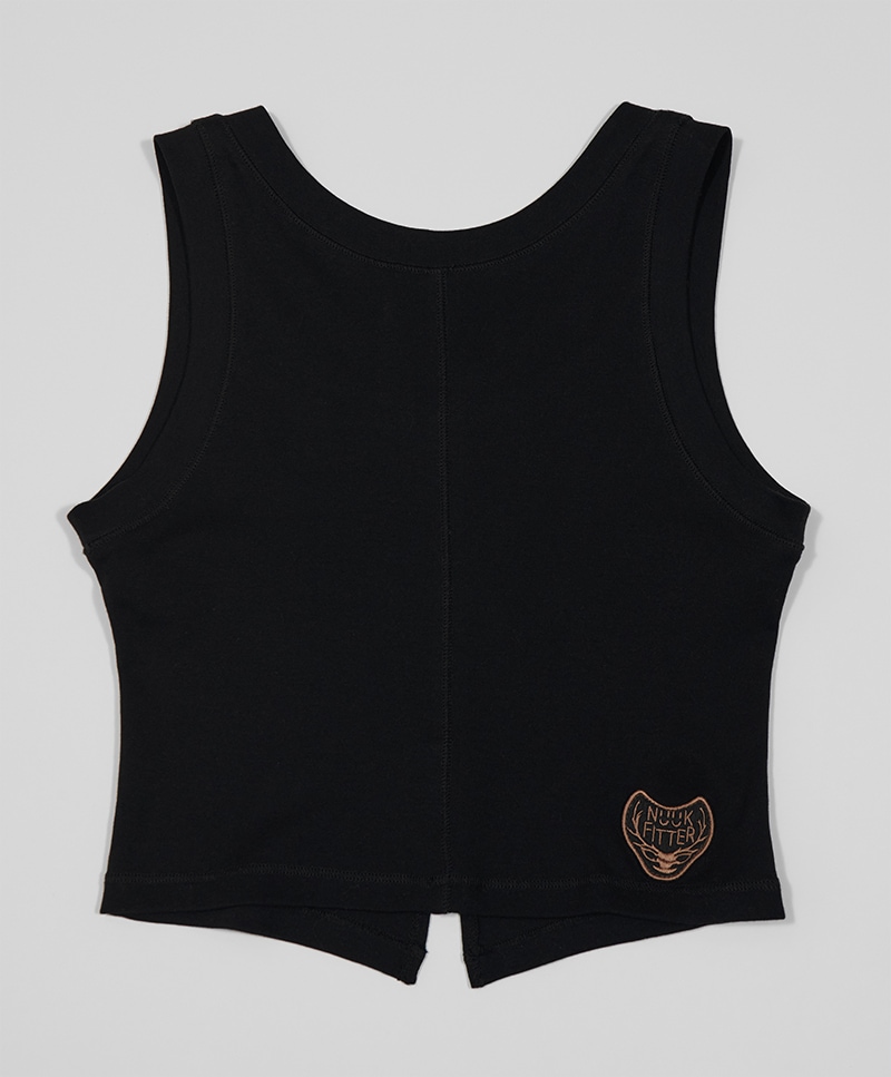 BACK SLIT CROP SLEEVELESS_WOMEN [BLACK]