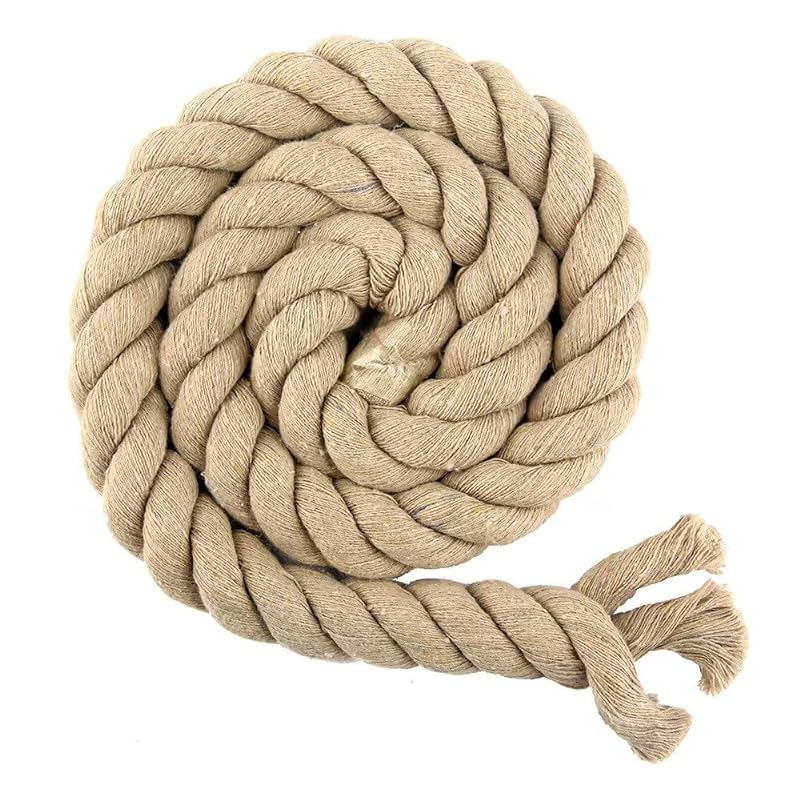 カラー綿ロープ 直径8mm/10mm/12mm/20mm 綿ロープ3ツ打 10M/20M 柔らか 太い 手芸用 天然 コットンロープ 手作り インテリア 飾り DIY (カーキ色 20mm/10M)