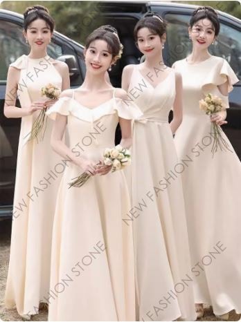 ドレス 披露宴ドレス お揃いドレス 膝丈ドレス ロングドレス 厚サテン ブライズメイドドレス 花嫁 ウェディングドレス4タイプ ワンピース 20代-26