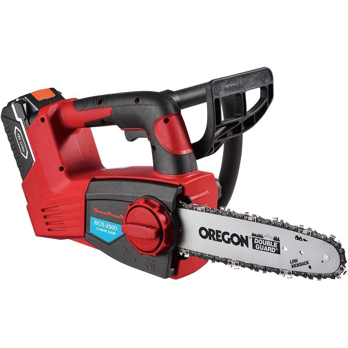 【2F】 【在庫有・即納】 ナカトミ 充電式 チェーンソー 18V ドリームパワー (ガイドバー 250mm) 安全ボタン付 バッテリー付 充電器付 レッド BCS-250D