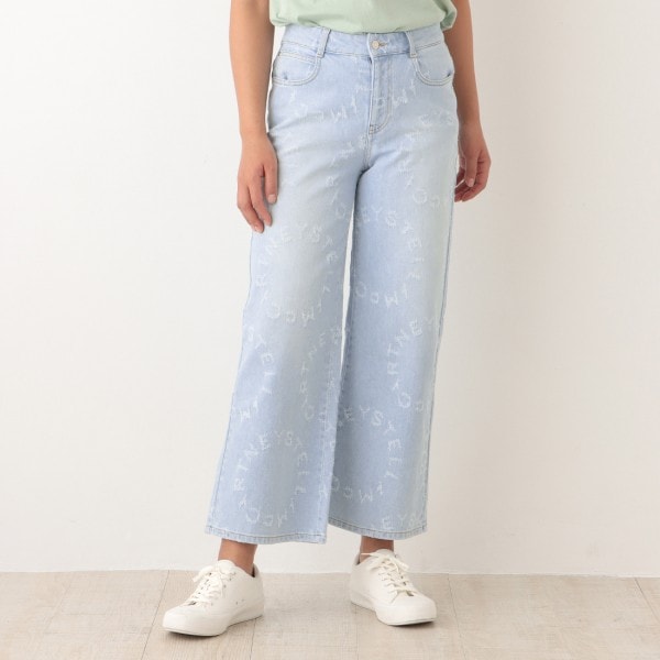 デニムパンツ ジーンズ ロゴ クロップドパンツ ブルー レディース