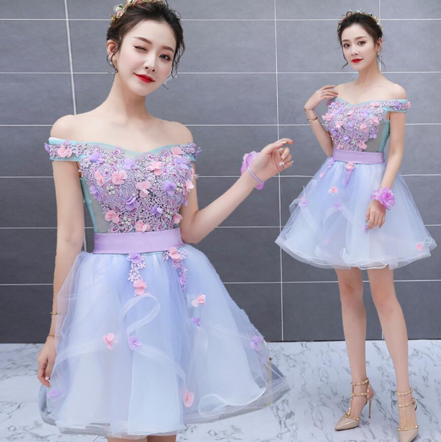 超可愛いパーティードレス イブニングドレス 披露宴 二次会 演奏会 ウエディングドレス 成人式 花嫁 着痩せ 結婚式 フォーマル プリンセス ピアノ ミニドレス ブライズメイドドレス Aライン 編み上