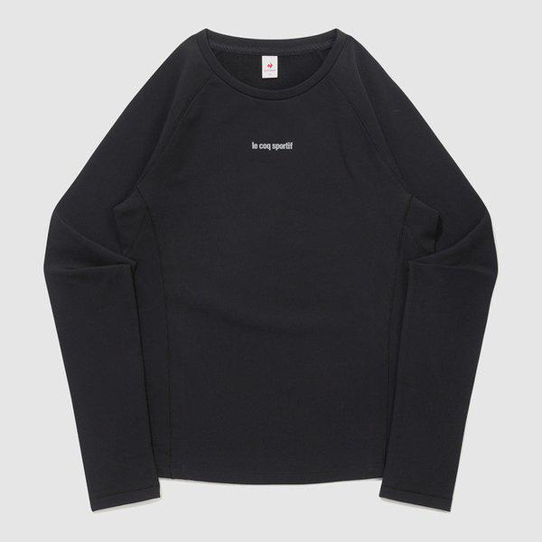 女性スリムフィットインドア機能性薄起毛長袖Tシャツ (QQ412ORLO1_BLK)