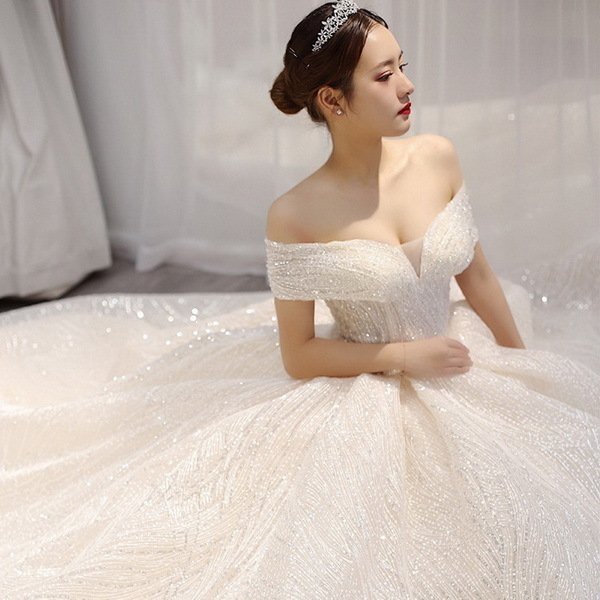ウェディングドレス ウェディングドレス白 パーティードレス オフショルダー 花嫁ロングドレス 結婚式