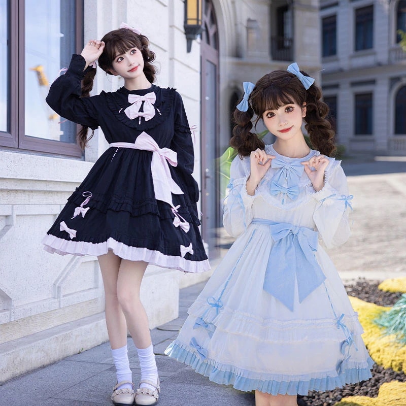 長袖少女ロリータワンピース可愛いロリータ姫スカート春と秋の日常OP大人ロリータスカート