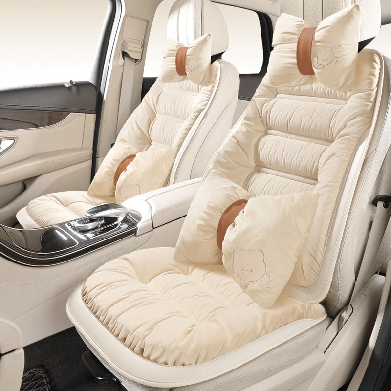 カーシートクッション 冬用 ふかふか 車用シートクッション 単品 ショート ふかふか 後部座席 厚手 暖かい 3点セット カー用品