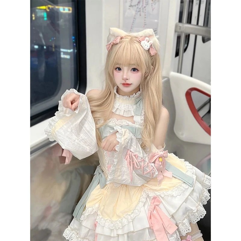 生成スイートロリータドレス女性ベルチョッキサスペンダースカートロリータスーツ
