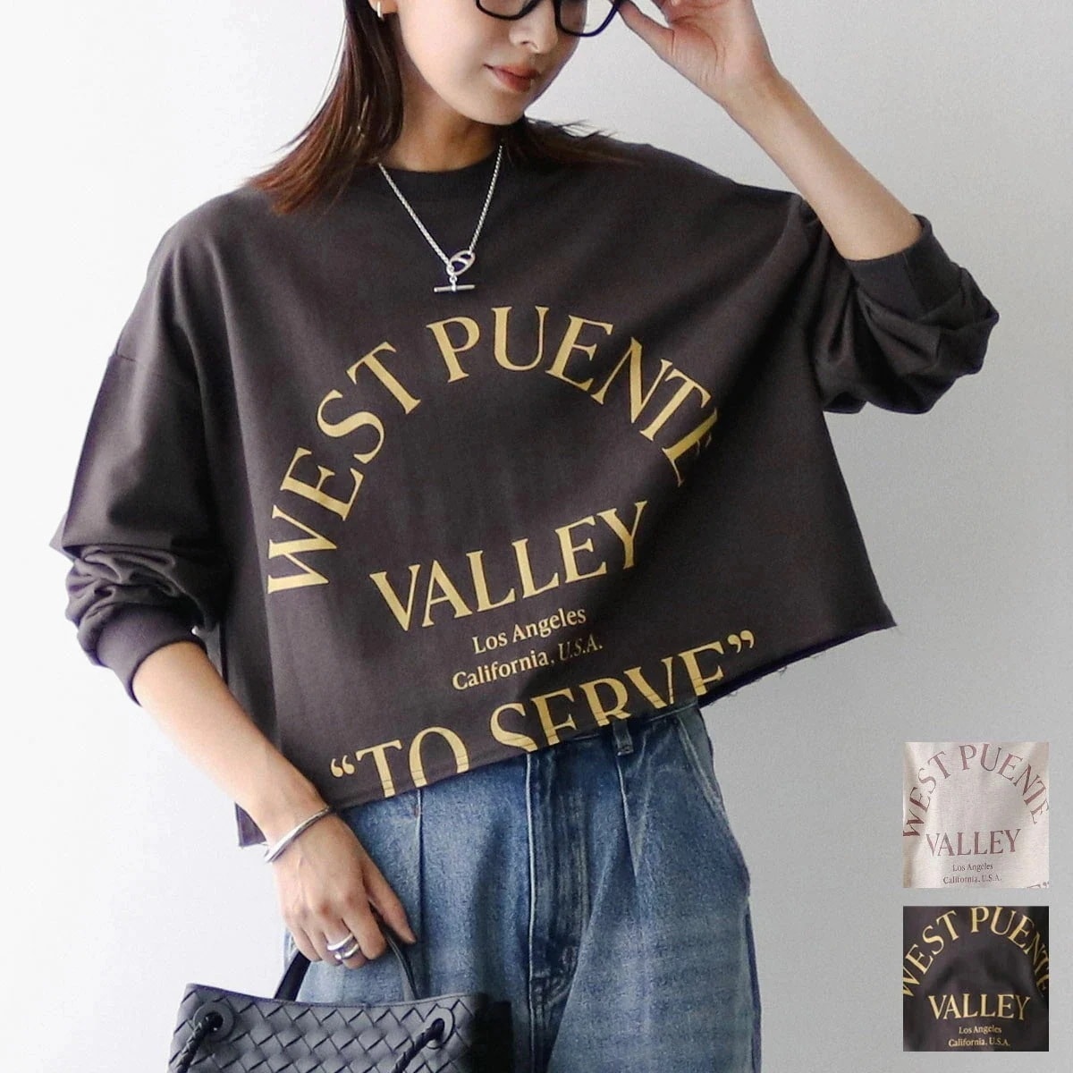 CHIGNON シニヨン カットソー 8454-100KK レディース カットオフ ロゴ クルーネック ロンT 長袖 カラー2色 【ts】