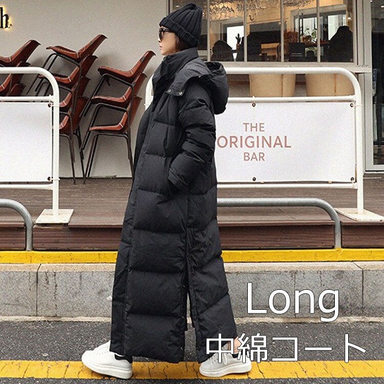 中綿コートコートレディースロングコートアウター厚手フード付マキシコート40代体型カバーゆったり