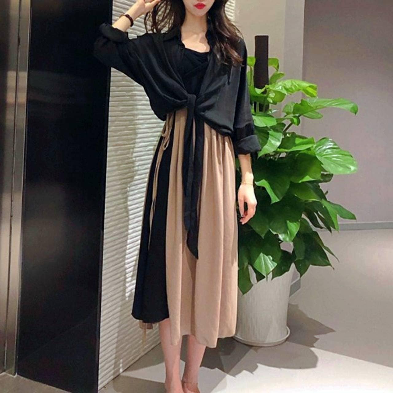 セットアップ レディース シャツ ブラウス ロングスカート 長袖 襟付き Vネック オフィス フレアスカート ミモレ丈 おしゃれ 個性的 きれいめ ガーリー 大きめ シフォン シースルー 透け感 ルー