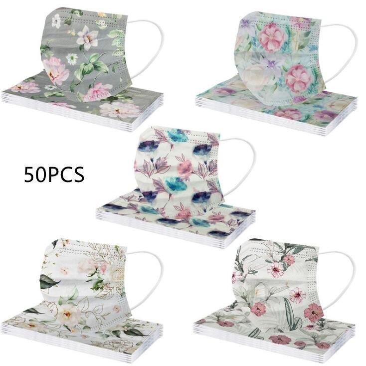 【20点セット】【急速出荷】マスク 50枚入り 使い捨て 不織布マスク カラー 花柄 99%カット 女性 ウイルス対策 防塵 花粉 風邪 通勤 プレゼント お中元 ギフト 防塵 男女兼用