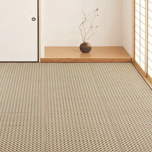 【メーカー直送品】萩原 洗えるい草風カーペット ルイス 江戸間8帖BR ブラウン