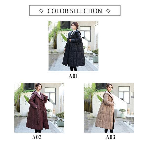 ダウンコート レディース ダウンジャケット ダックダウン ロングコート ベルト付き 暖かい 厚手 フード付き 防寒 アウター 軽量 冬