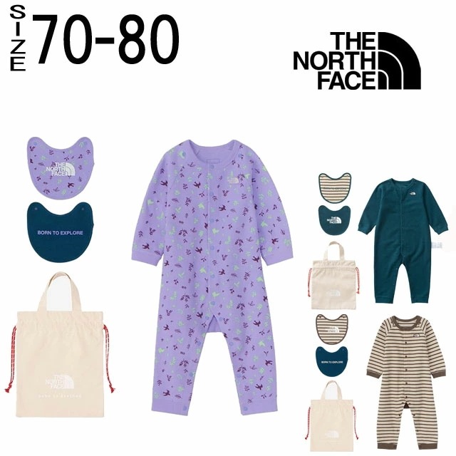ザ・ノース・フェイス カバーオール ベビーロングスリーブロンパース&2Pビブ ベビー 男の子 長袖 女の子 つなぎ スタイ よだれかけ アパレル ベビー用品 ギフト セット 出産祝い NTB82402