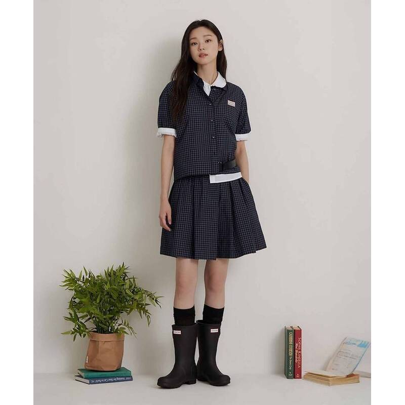 BEANPOLE LADIES [HUNTER] スモールタータンチェック スカートライクショーツ ネイビー (BF6625K02R) BF6625K02R 423096