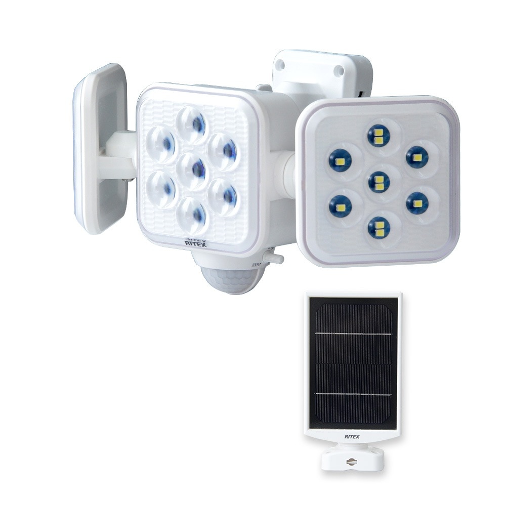 防犯センサーライト 人感 屋外照明 最大1350ルーメン 5Wx3灯 フリーアーム式 LED ソーラー発電 優れた探知で強力な防犯性能 夜通し点灯