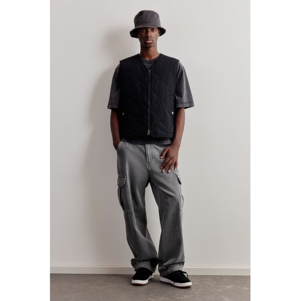 H&M バギーカーゴジーンズデニムグレー