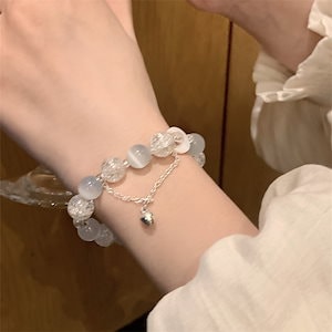 yingbai ラブキャッツアイ 星抜きブレスレット フェミニン 感のある夏にぴったりの甘め中華風ブレスレット