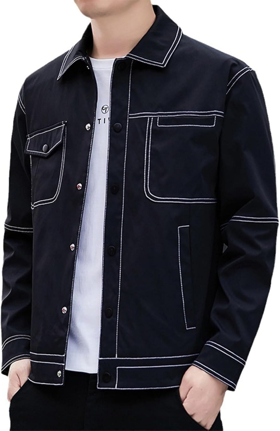 メンズ ジャケット シンプル 無地 アウター カジュアル スプリングコート ショート丈 春秋 ブルゾン おしゃれ 大きいサイズ 薄手 トップス アウトドア 通勤 通学 ワークウエア