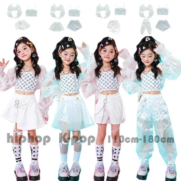 2026新型 タイムセール チアダンス キッズダンス 衣装 JAZZ 演出服 女の子 セットアップ シースルー 肌見え へそ出し 子供服 ヒップホップ キッズダンス衣装 女の子 チア チアガール ガー