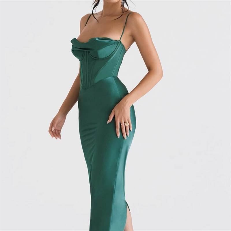 ドレス ワンピース キャミドレス パーティー 演奏会 発表会 ステージ キャバ 衣装 謝恩会 演劇 ラウンジ クラブ イベント 膝下 ロング 袖なし スクエアネック タイト スリム ストレート 細身