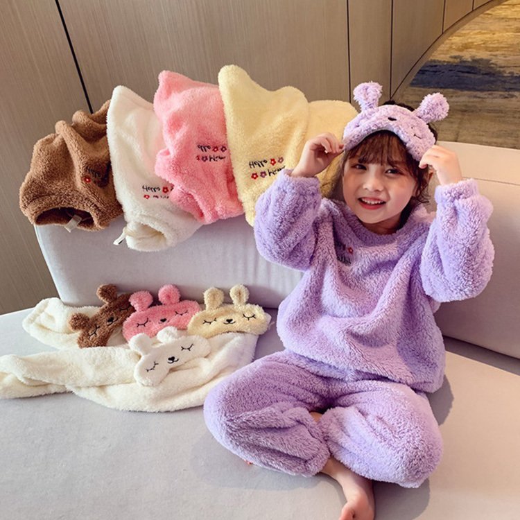 キッズ パジャマ セットアップ ブランド雑貨総合 女の子 裏起毛 もこもこ 防寒 2点セット 長袖 厚手 ルームウェア
