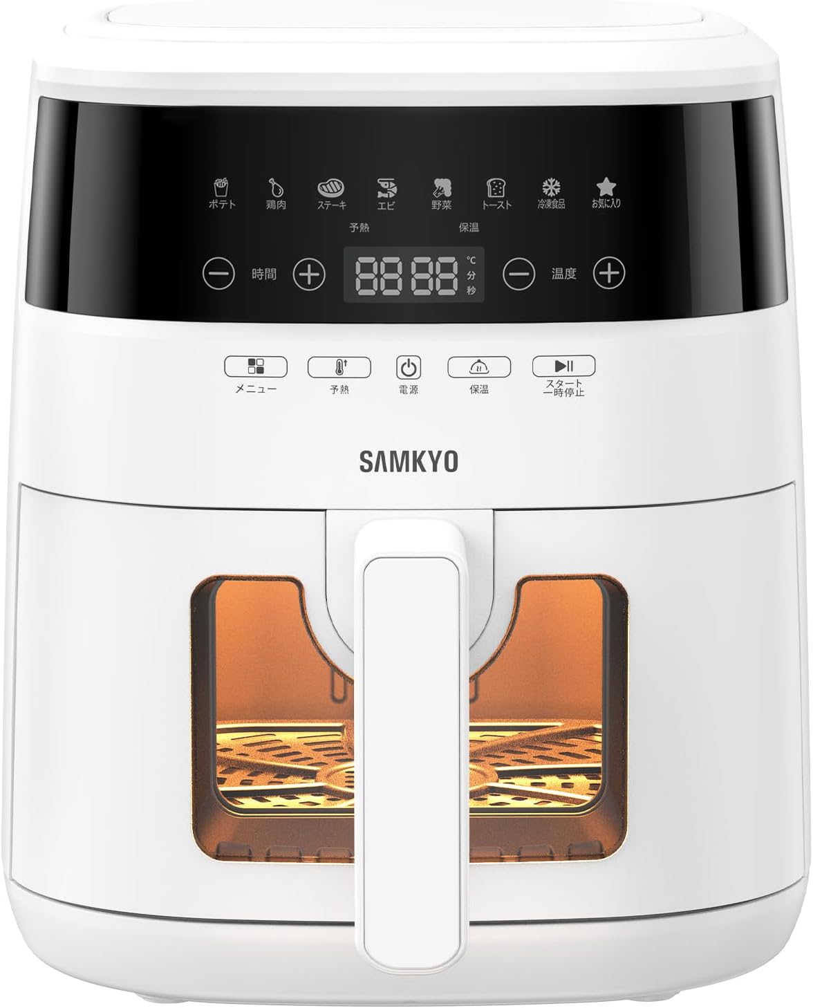 ノンフライヤー 4.2L 可視窓 大容量 1-4人用 エアフライヤー タッチパネル 日本語レシピ付き ノンフライヤー機 フライヤー 揚げ物 惣菜 SAMKYO F40 ホワイト