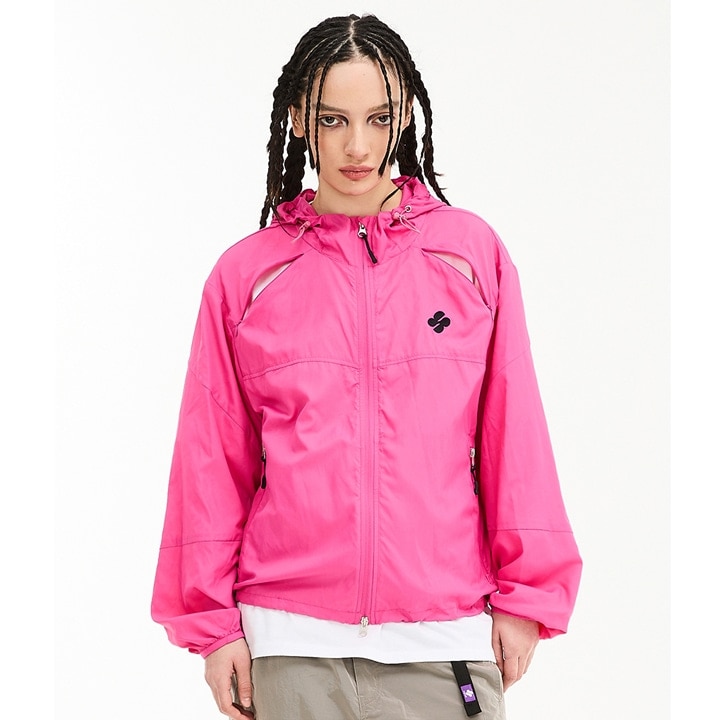 Cut-off sheer windbreaker jacket PINK