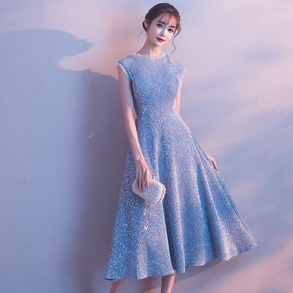 きれいめレディースファッションパーティードレスミモレ丈膝丈ドレスフォーマルきれいめ可愛いおしゃれ