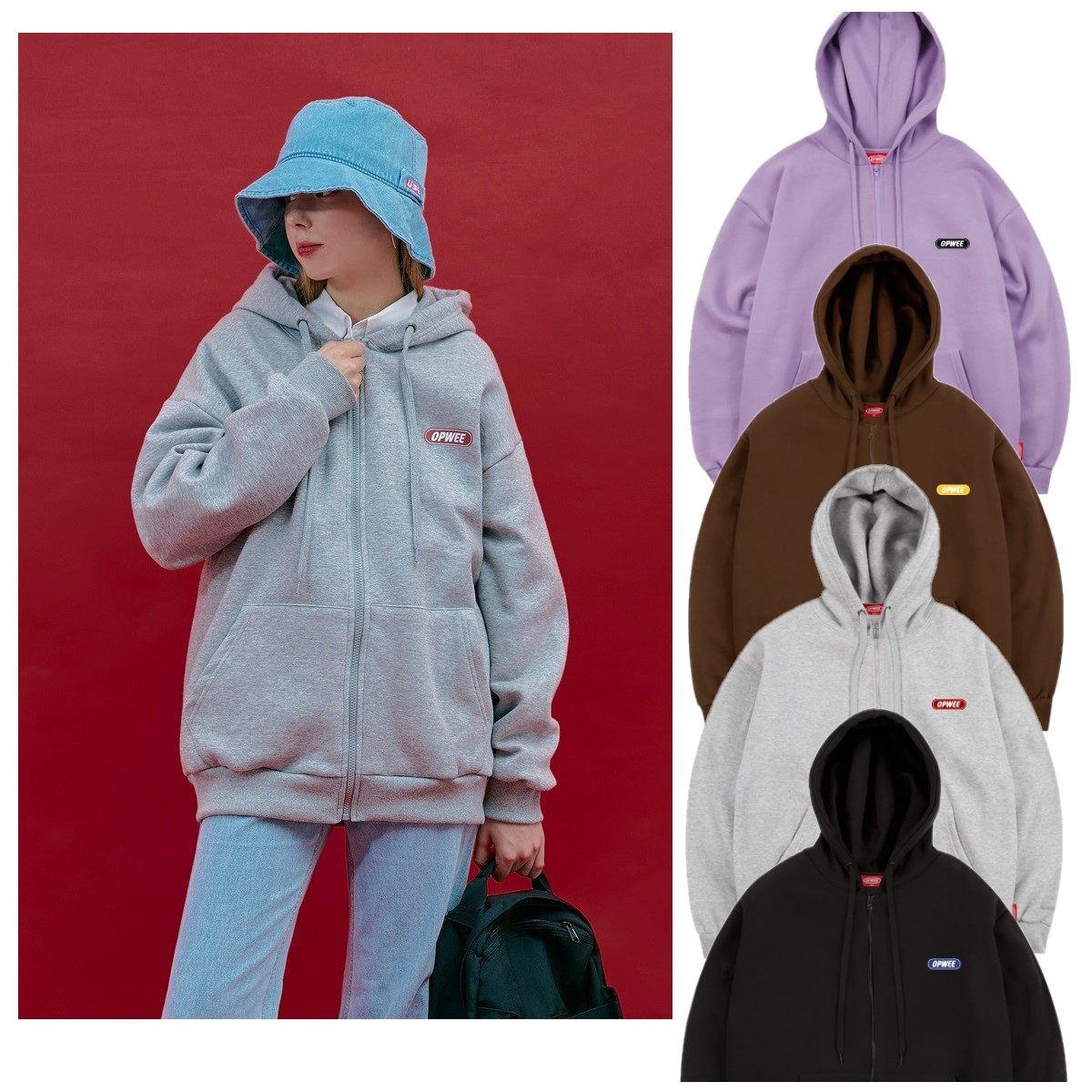 [OPWEE](起毛)二重楕円 フードジップアップ