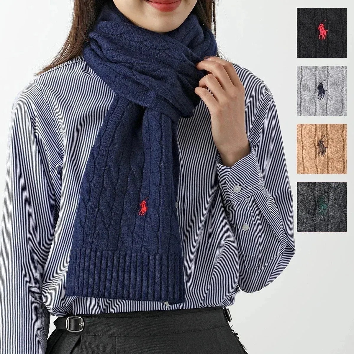 Polo Ralph Lauren ポロ ラルフローレン マフラー CLASSIC CABLE SCARF PC0731 レディース ナイロン混ウール ポニー刺