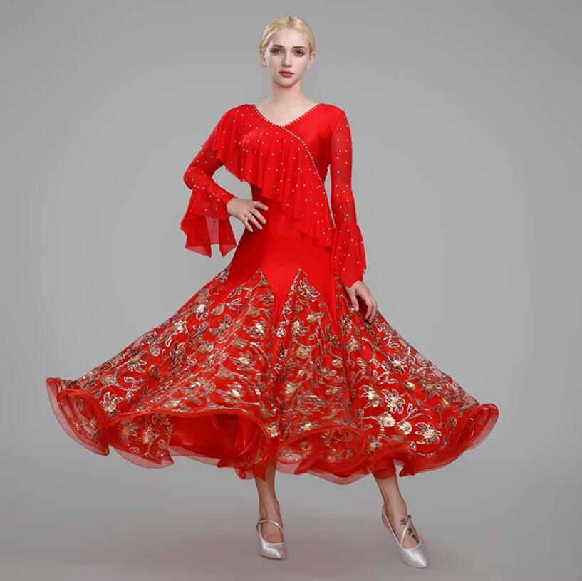 格安販売中スレンダー 社交ダンス衣装 スカート モダン衣装 社交ダンス 社交ダンス フラメンコ 練習着 パーティー 競技用のドレス ワルツ モダンドレス 社交ダンスドレス レッスン着 ステージ衣装 ダ