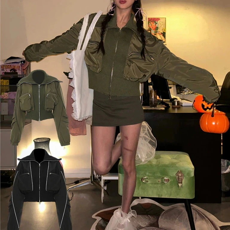 【Europe Style.OF】 パイロットジャケット ファスナー ポケット レディース アウター30%までに制限