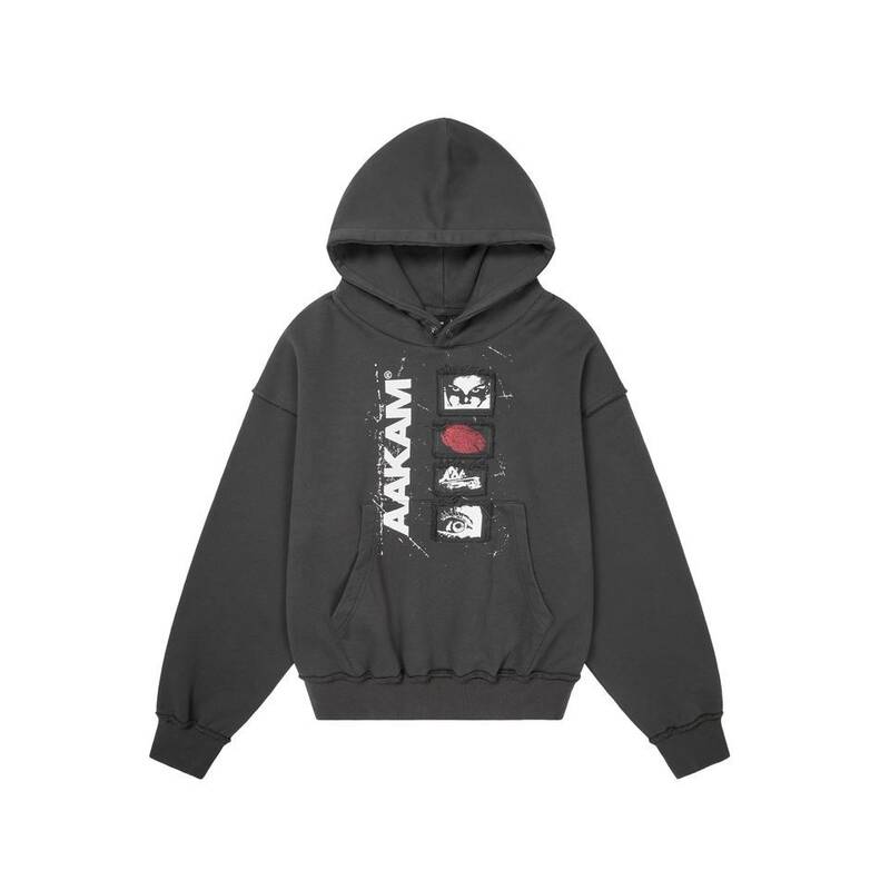 アカム AAKAM ボタン付きエディション パッチ フーディ ブラック 550003