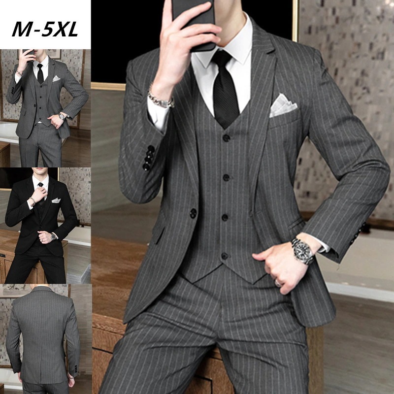 スーツ メンズ おしゃれ スーツセットアップ 3ピーススーツ ビジネススーツ ボーダー柄 スリム カジュアルスーツ フォーマルスーツ 洗える 紳士服 通勤 結婚式