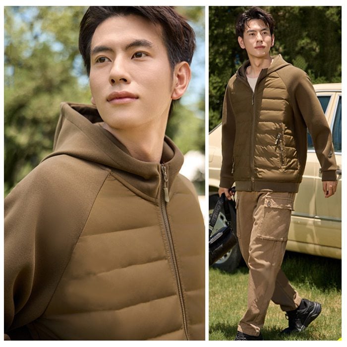 ゴルフ用品ゴルフ用品小物断熱 暖か エアロゲル ダウンジャケット 切り替え パーカー ゴルフジャケット ゴルフウェア メンズ