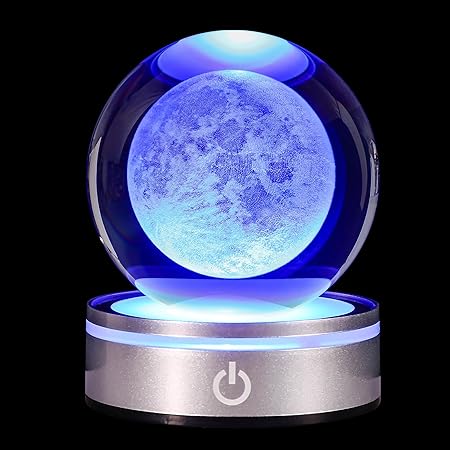 3D 月の水晶球夜ライト多色刷りの装飾的なランプ科学天文学の宇宙趣
