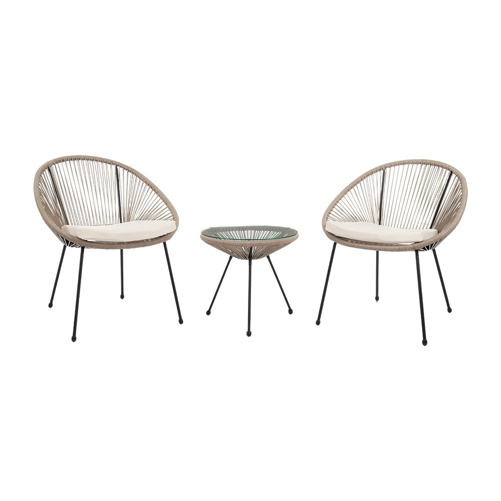 【国内発送.送.料.無.料！】2025新作 ガーデンファニチャー テーブル 3点セット 2脚　ガーデン ベランダ ガーデンチェア セットテーブルセット クッション付