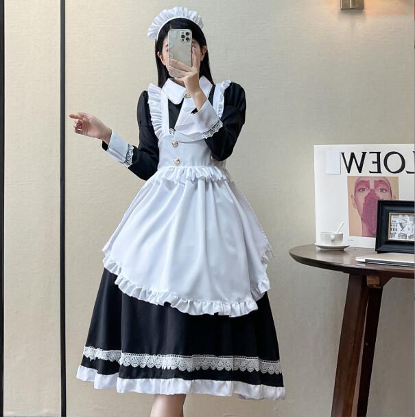 オンライン限定商品 XL メイド服 5点 フル セット 可愛い エプロン