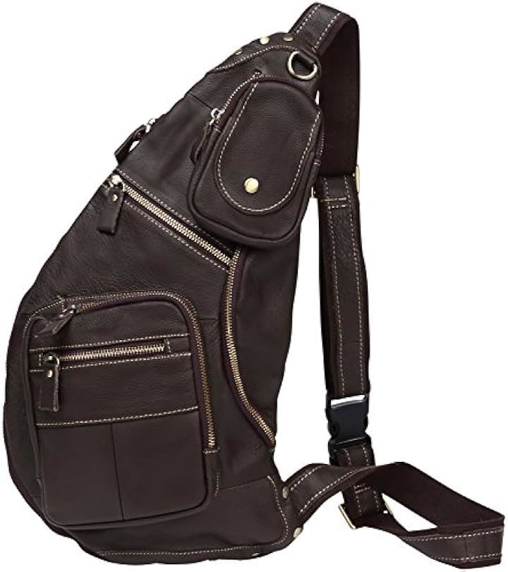 ボディバッグ 本革 メンズ レザー ショルダーバッグ 斜めがけ レディース 全6色 (ブラウン)