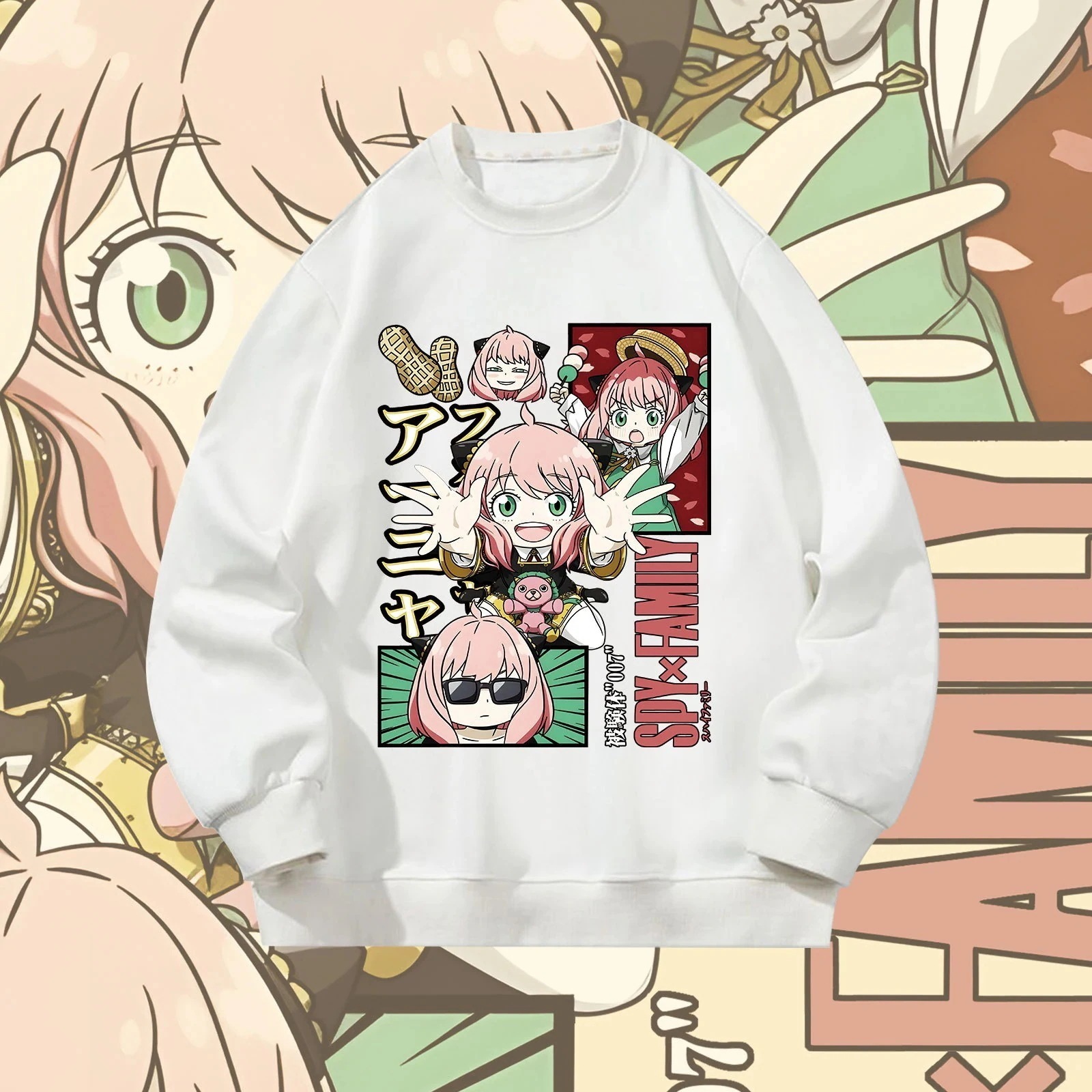 スパイ-長袖tシャツ ホワイト-zb07 アニヤ r n1002-長袖tシャツ ブラック-zb07 アニヤ r n100- ラウンドネックスウェットシャツ ホワイト-zb07 アニヤ r n1004