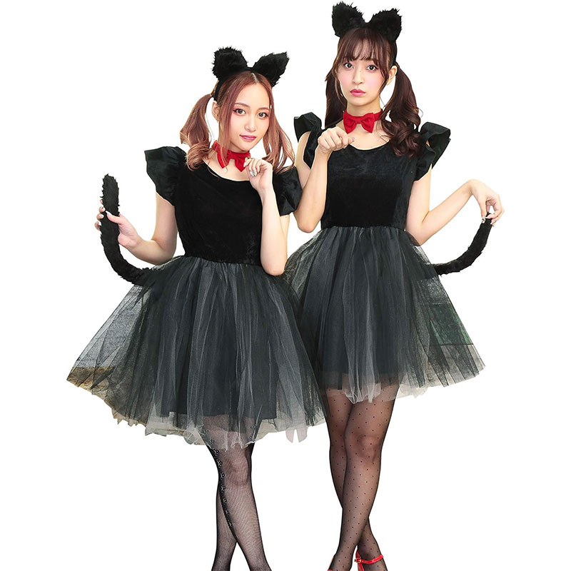 コスプレ ねこ ハロウィン プティシャノワール レディース フリーサイズ ブラック[hw-petitchatnoir]