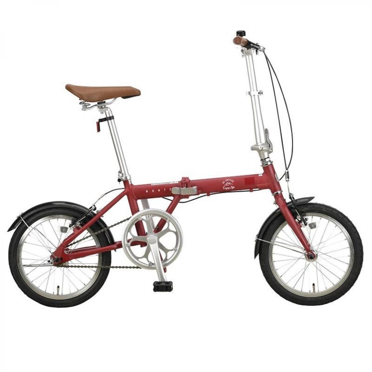 【お客様組立品】 キャプテンスタッグ モンテ AL-FDB161 (マットレッド) 16インチ 自転車 折りたたみ