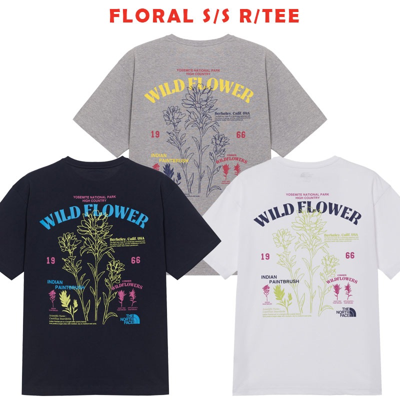 韓国正規品保証 関税負担なしNT7UR08J FLORAL SS RTEE デイリー 基本 着装 男子 女子 人気 韓国 ファッション 男女共用 アウトドア