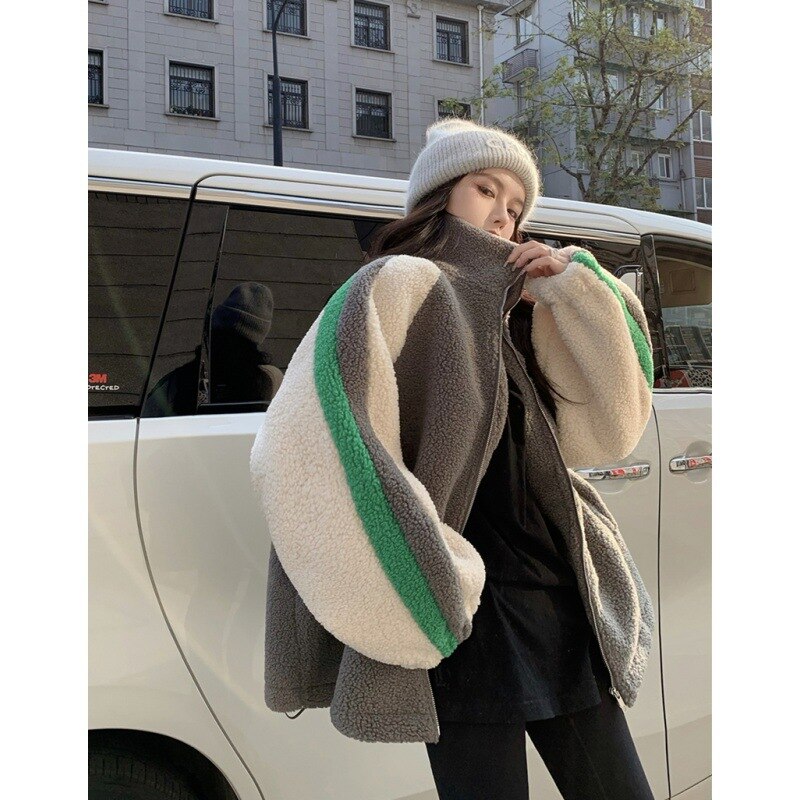 冬アウターひと足お先にボア立ち襟 厚手 ラムズウール 冬 新作 ゆったり おしゃれ 着痩せ 中綿コートライダース2022はボアで決まり 人気ボアアウターキルティングアウターフリースで決まり！32 5,111円