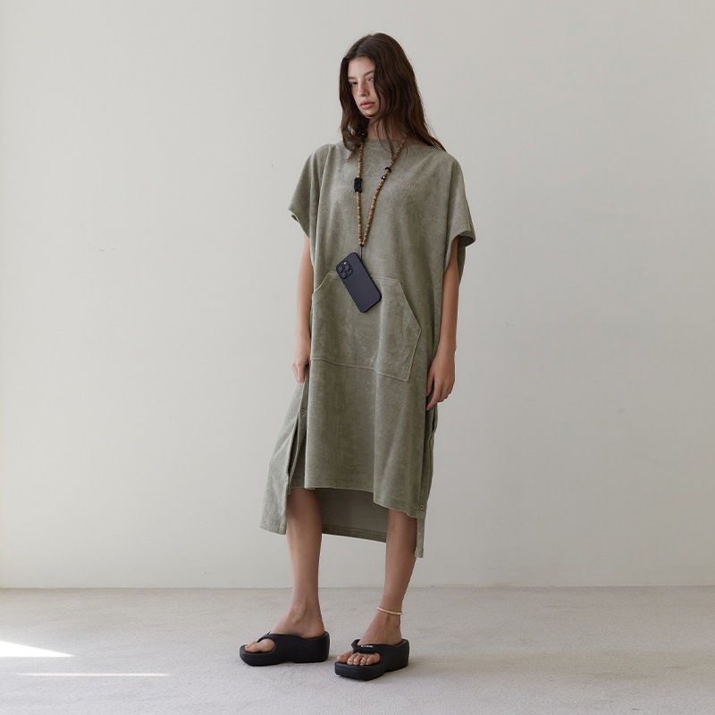 terry twoway poncho khaki