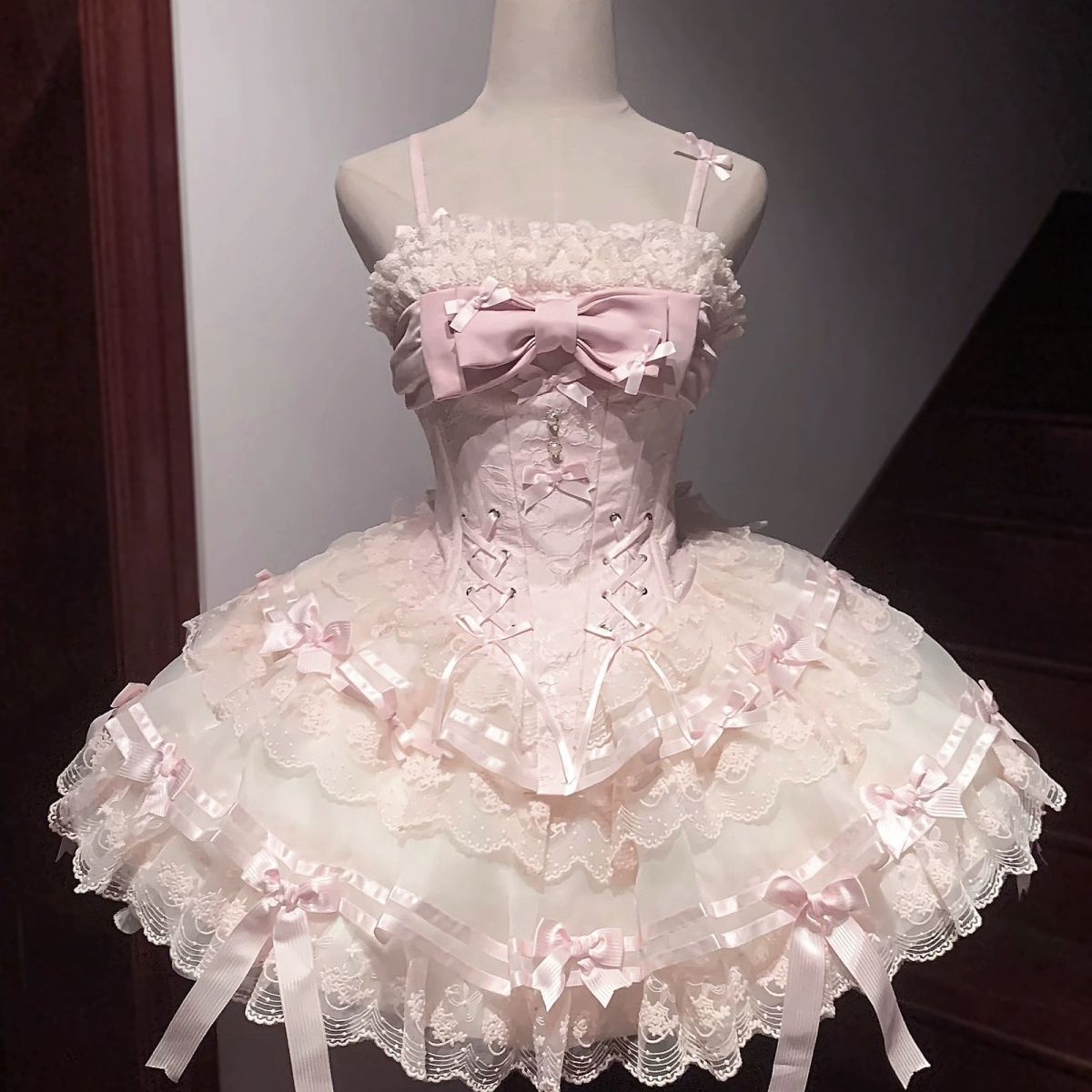 【送.料.無.料.急速発送】リボンjsk甘く優しいバレエ風ロリータワンピース