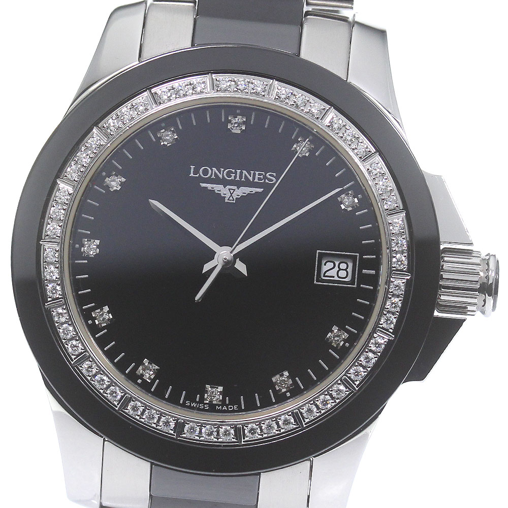 ロンジン LONGINES L3.281.0 コンクエスト ダイヤベゼル 11Pダイヤ クォーツ メンズ 良品 保証書付き_790769【中古】 131,700円