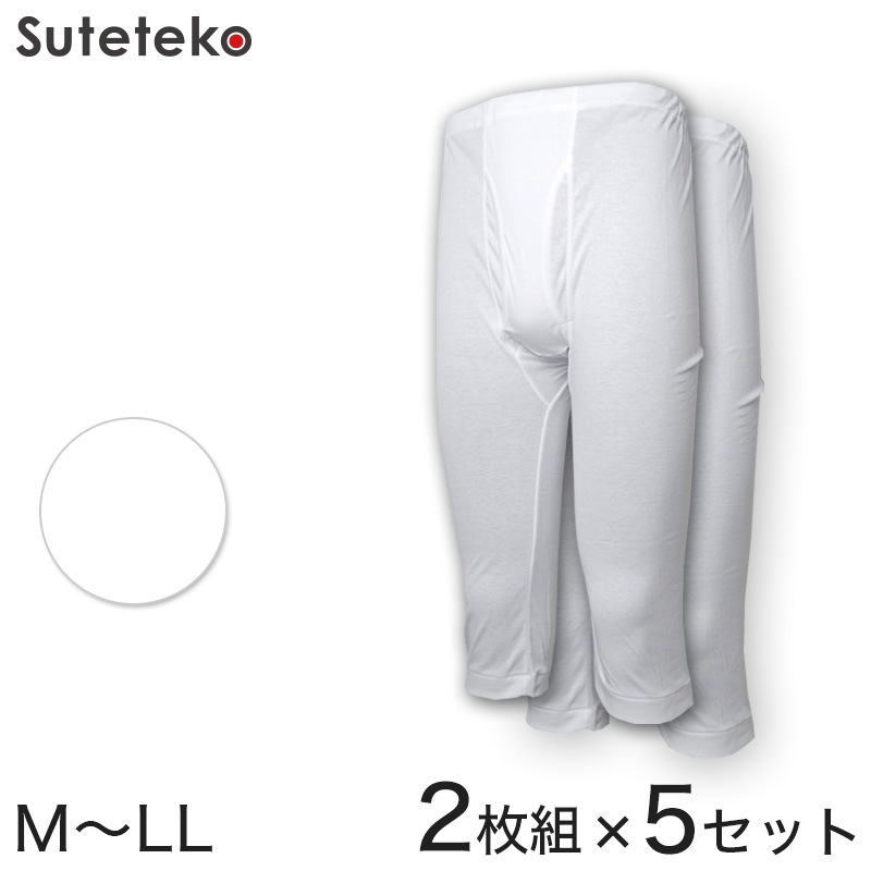 抗菌防臭加工 半ズボン下 2枚組×5セット M～LL (ステテコ すててこ 綿100% メンズ 男性 紳士 下着 肌着 インナー オールシーズン ベーシック) (在庫限り)